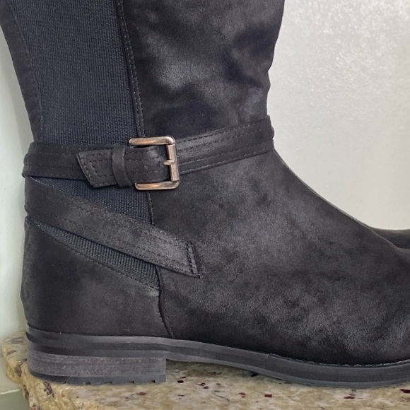 Dream Cloud Faux-Leather Black Casual Buckle Detailed Riding Boot Women Size 12 - Picture 5 of 16